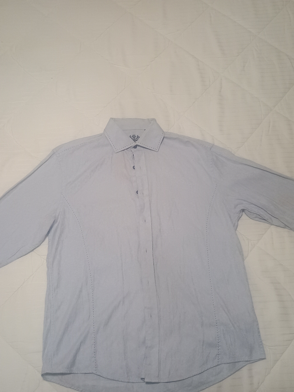 Men's Light Blue Dress Shirt with Spread Collar